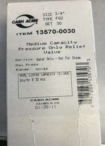 Cash Acme F-82 Bronze Pressure Relief Valve, 3/4 Inch — product image 2 of 3