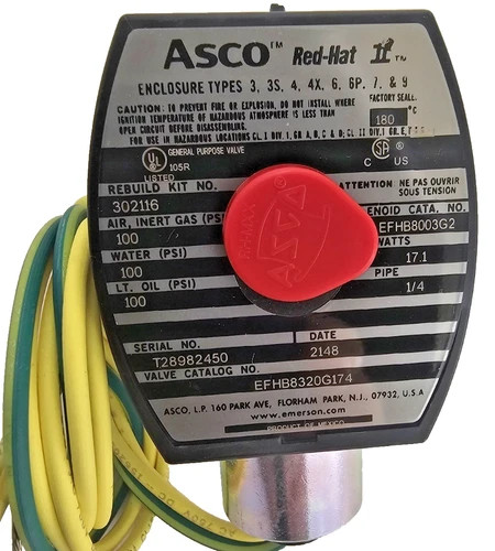 ASCO Red-Hat II EFHB8320G174 Solenoid Valve 1/4" 3-Way Brass — primary product image