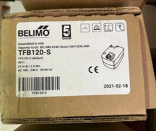 Belimo TFB120-S Spring Return Fail-Safe Actuator, 22 in-lb, 100-240VAC — primary product image