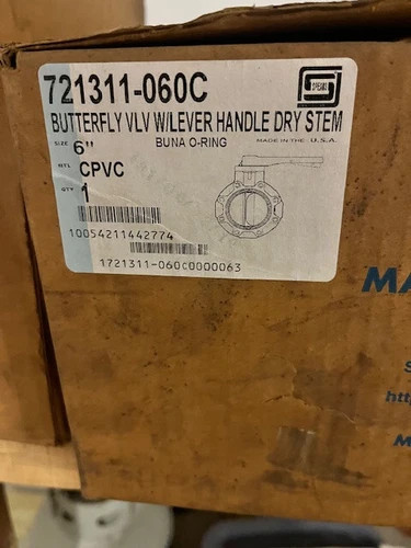 Spears 721311-060C 6" CPVC Butterfly Valve with Lever Handle and Buna O-Ring — primary product image
