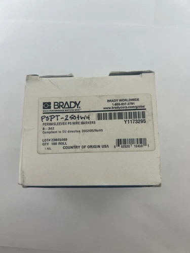 Brady PSPT-250-1-WH PermaSleeve PS Heat-Shrink Wire Markers — primary product image