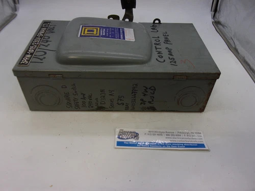 Square D D323N Fusible Heavy Duty Safety Switch, 100A, 240V, 3-Pole, NEMA 1 — product image 8 of 8