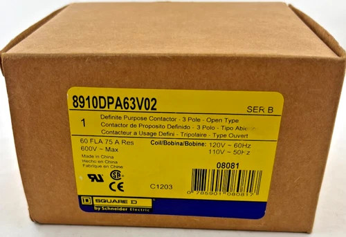 Square D 8910DPA63V02 Definite Purpose Contactor 3 Pole 600V — primary product image