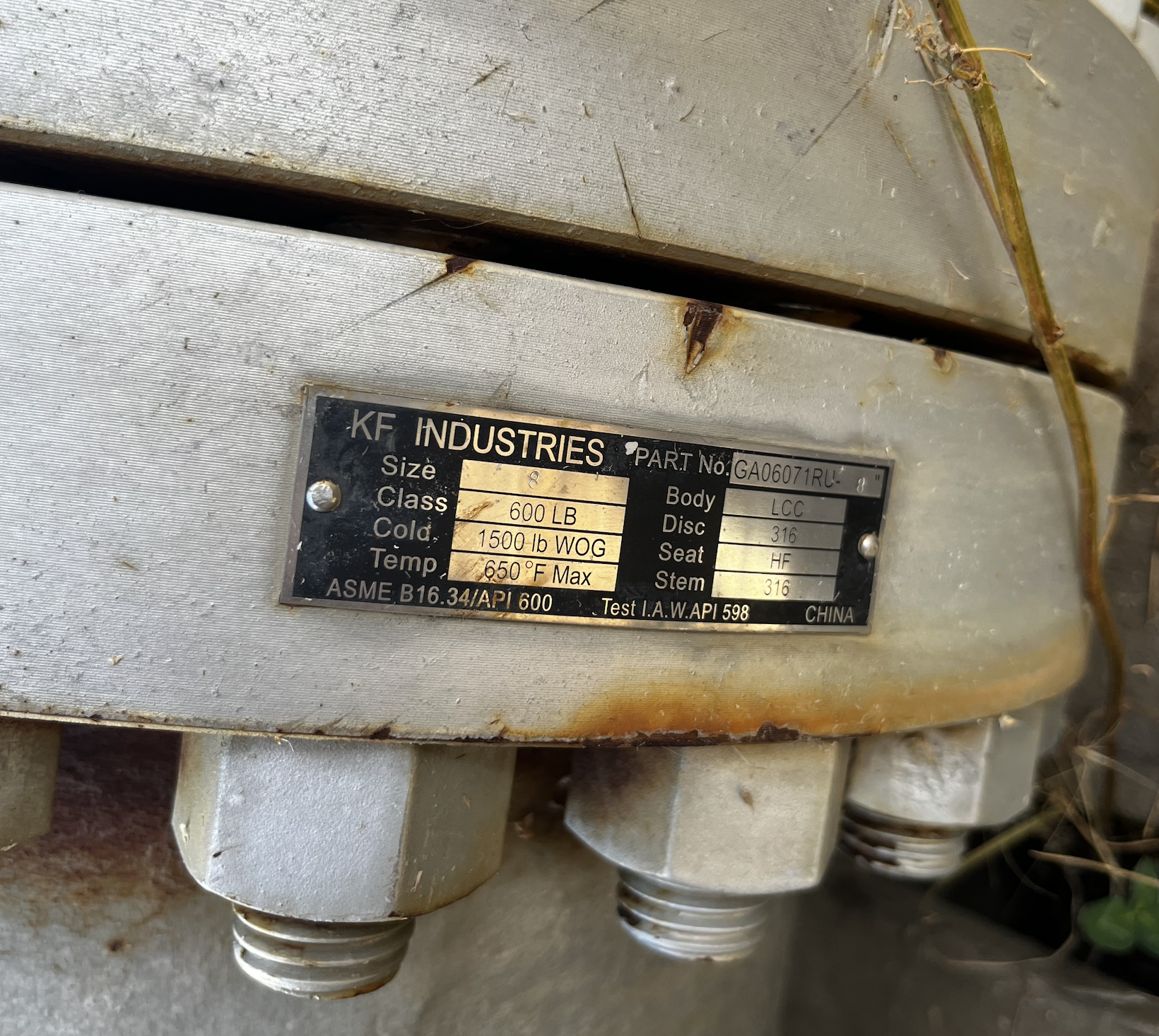 KF Industries 8 Inch Class 600 Gate Valve GA06071RU — product image 2 of 3