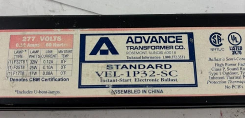 Advance Transformer VEL-1P32-SC Instant-Start Electronic Ballast — product image 3 of 4