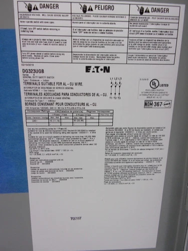 Eaton DG323UGB General Duty Safety Switch 100A 3-Pole 240V NEMA 1 — product image 6 of 8
