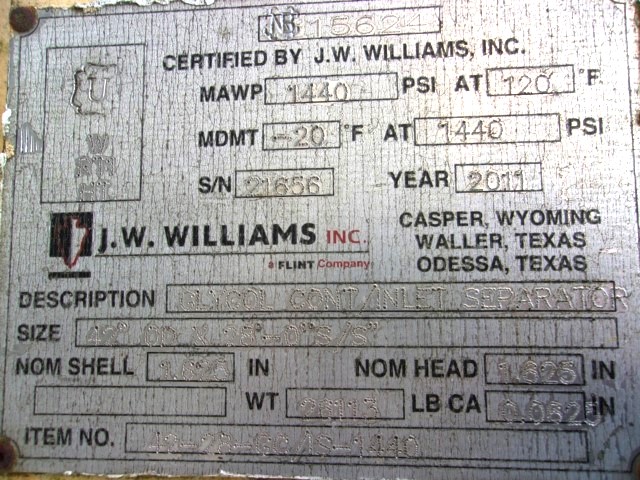 J.W. Williams Glycol Contactor Inlet Separator, 42" OD x 28' S/S — product image 13 of 22