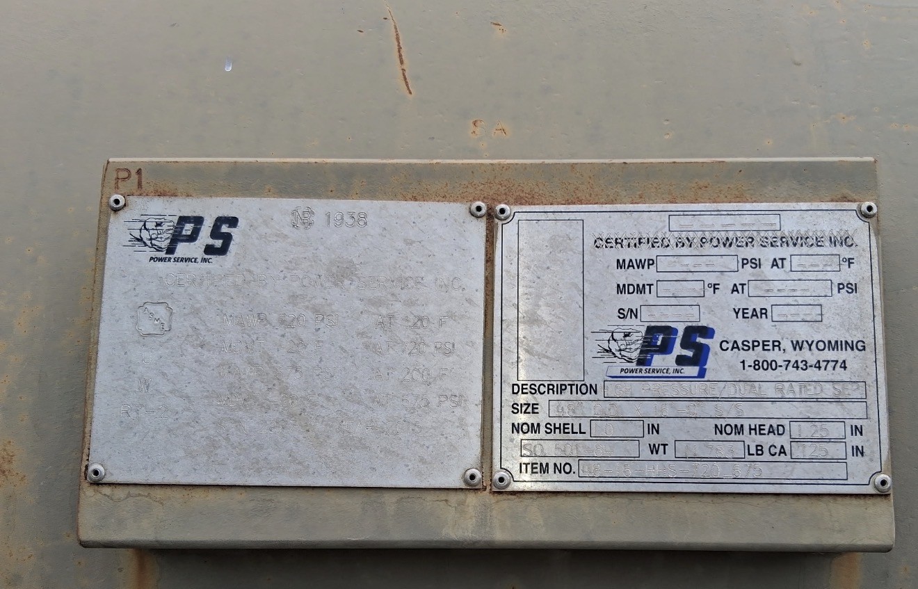 PS Power Service Fully Equipped 48x16 Separator Vessel Skid, 720 PSI MAWP — product image 2 of 7