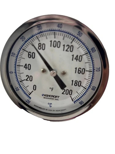 Ashcroft 3 Inch Bimetal Thermometer, 0-200°F, 2.5 Inch Stem — product image 2 of 5