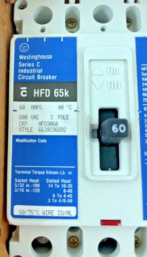 Westinghouse Series C HFD3060 60A 3-Pole Industrial Circuit Breaker — product image 2 of 3