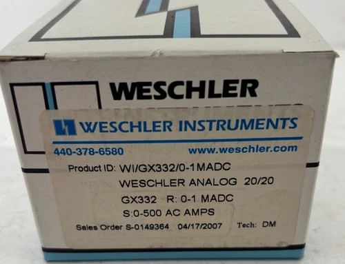 Weschler Analog Panel Meter GX332 0-500 AC Amps — primary product image