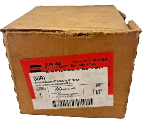 Crouse-Hinds GUR1 1/2" Explosion-Proof Conduit Outlet Box with Cover and O-Ring Gasket — product image 2 of 5