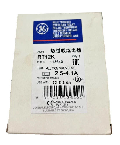 GE RT12K Thermal Overload Relay Auto/Manual Reset 2.5-4.1A — product image 2 of 7