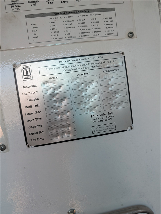 TankSafe 50 BBL Double Wall BTEX Storage Tank — product image 2 of 9