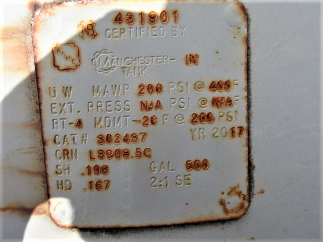 Manchester Tank 500 Gallon Horizontal Air Receiver Tank — product image 7 of 8