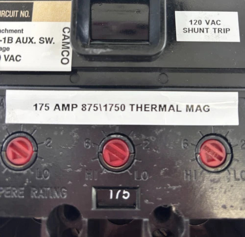 Westinghouse JB3175S 175A 600V 3-Pole Molded Case Circuit Breaker with Shunt Trip — product image 3 of 5