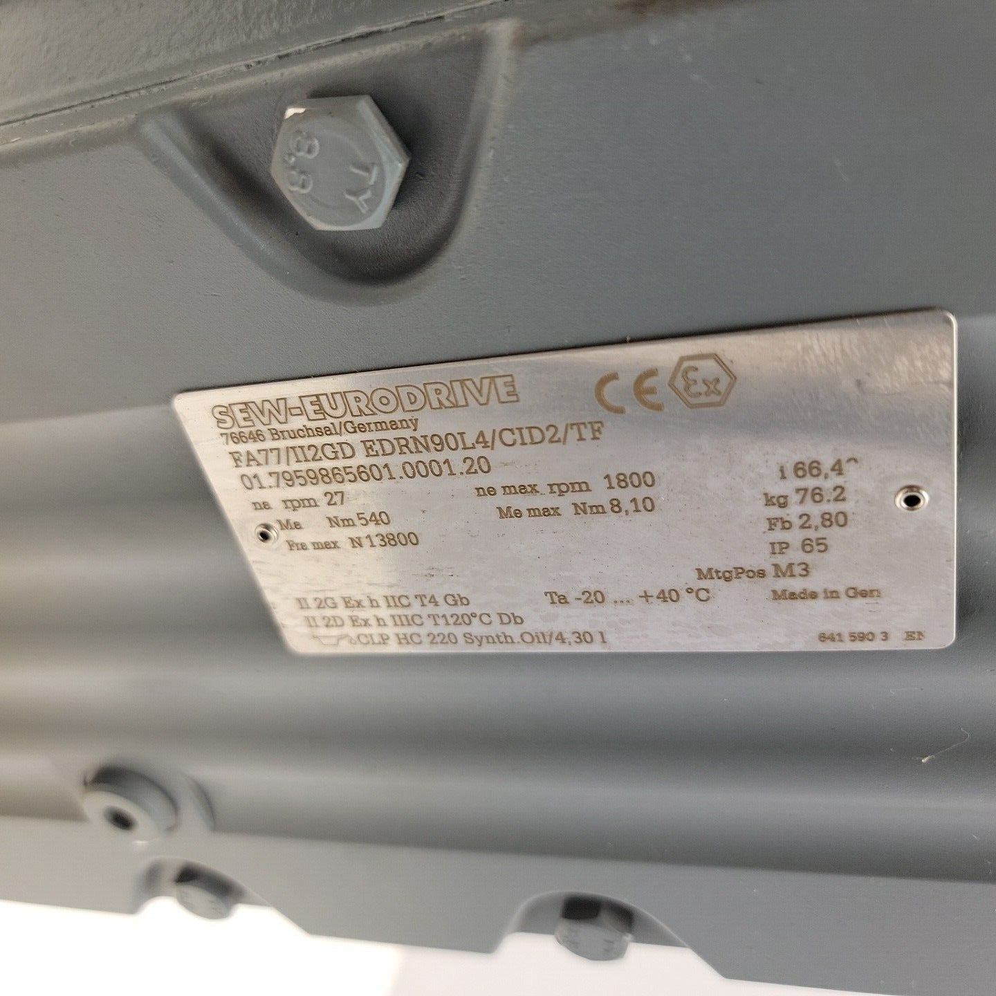 SEW-Eurodrive FA77/II2GD-EDRN90L4/CID2/TF Helical Gearmotor — product image 3 of 10