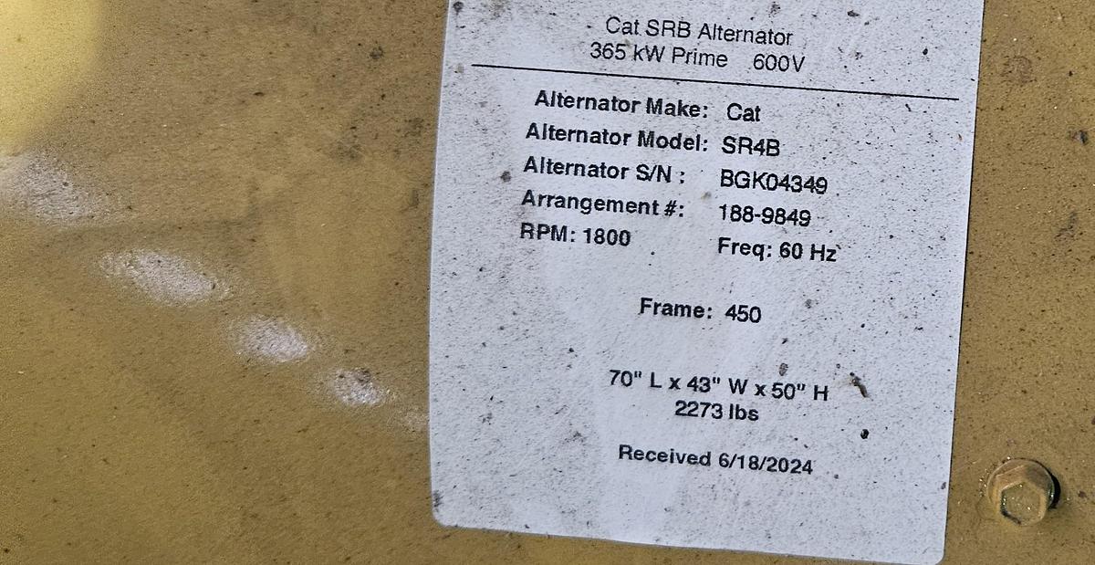Caterpillar SR4B 365 kW Prime Generator End EGK04349 — product image 2 of 2