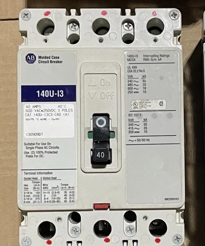 Allen-Bradley 140U-I3C3-C40 Molded Case Circuit Breaker, 40A, 3-Pole