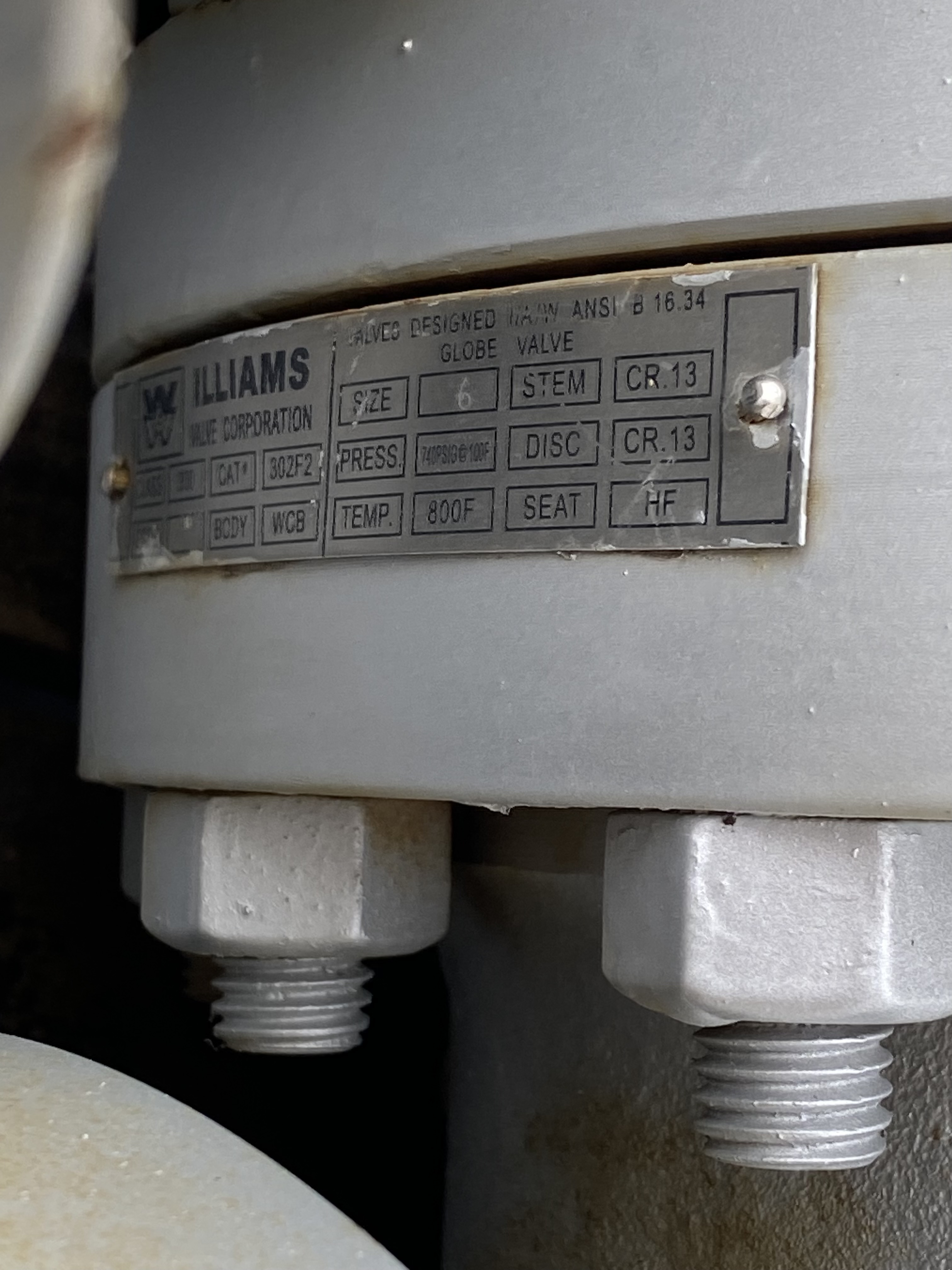 Williams Valve Corporation 6 Inch Class 300 Globe Valve — product image 2 of 3