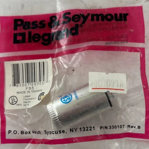 Pass & Seymour Legrand FS-5 Fluorescent Lamp Starter for 4-8W Lamps — product image 6 of 6