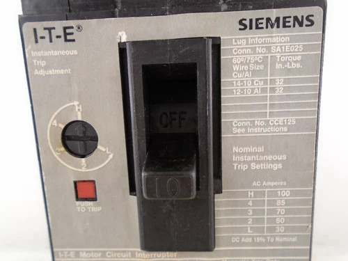 Siemens ITE ED63A010 Type ED6-ETI 3 Pole 10A 600 VAC Motor Circuit Interrupter — product image 3 of 8