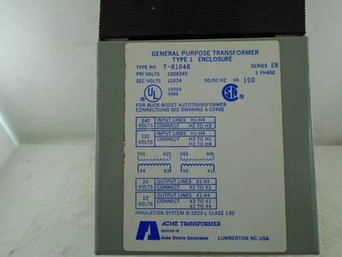 Acme Electric T-81048 Buck-Boost Transformer 100 VA — product image 7 of 12
