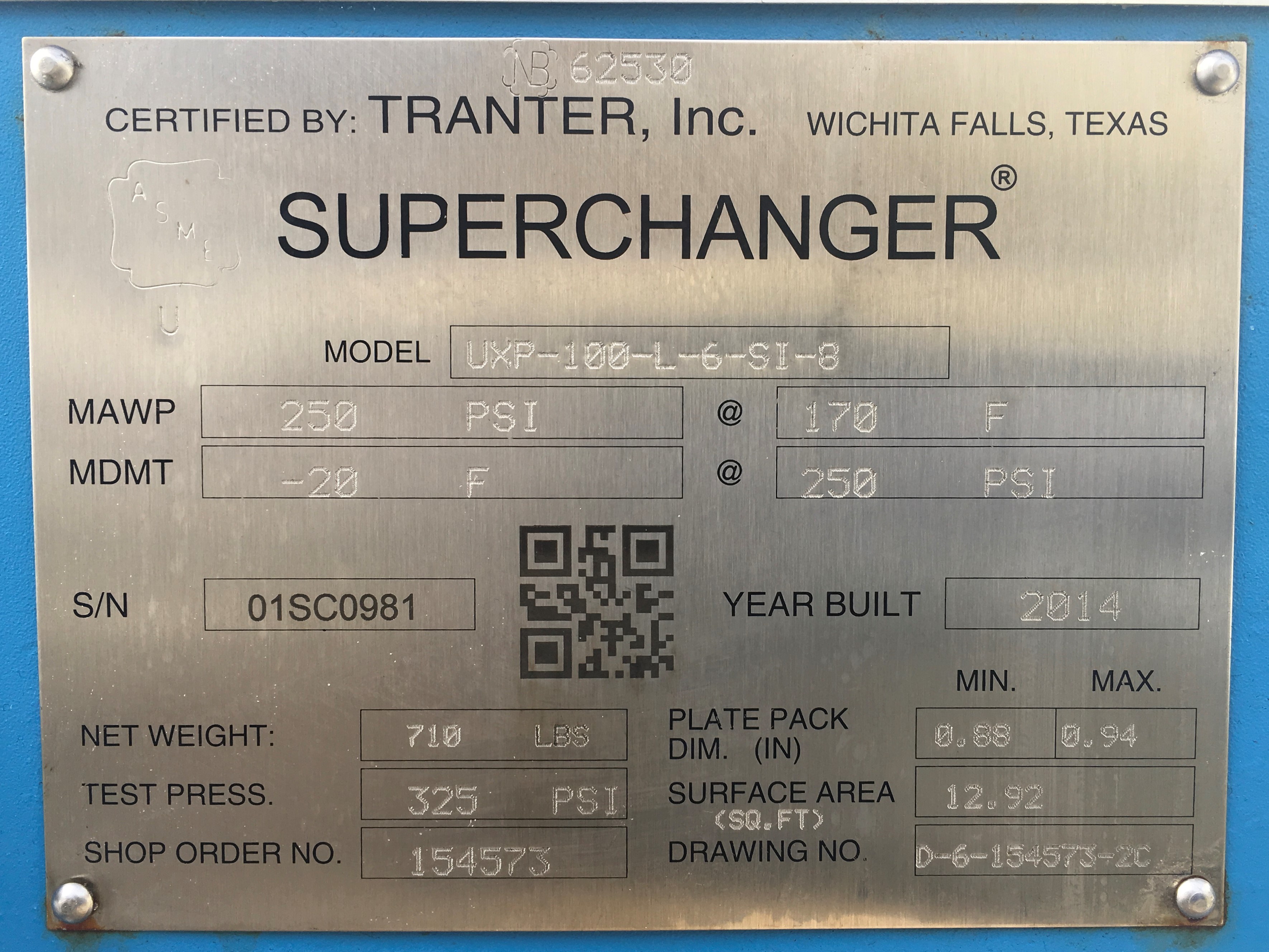 Tranter Superchanger UXP-100-L-6-SI-8 Plate and Frame Heat Exchanger — product image 4 of 4