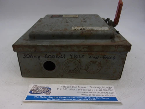 Cutler-Hammer DH461U Heavy Duty Safety Switch 30A 600V 4-Pole Non-Fusible NEMA 1 — product image 5 of 8