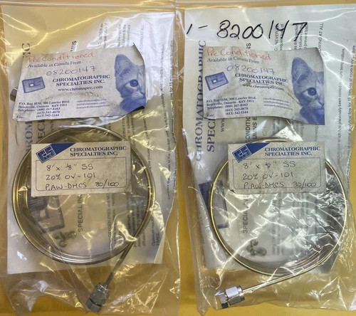 Chromatographic Specialties Stainless Steel Packed GC Column, 8 ft x 1/8 in, 20% OV-101 on PAW-DMCS 80/100, Preconditioned, Lot of 2 — primary product image