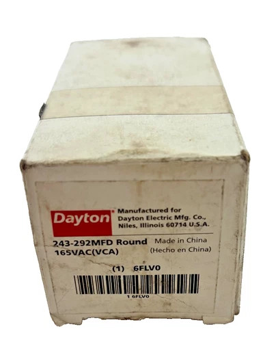 Dayton 6FLV0 Motor Start Capacitor 243-292MFD 165VAC Round