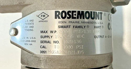 Rosemount 3051 Coplanar Pressure Transmitter 3051HG5A22AD21JB5 — product image 10 of 13