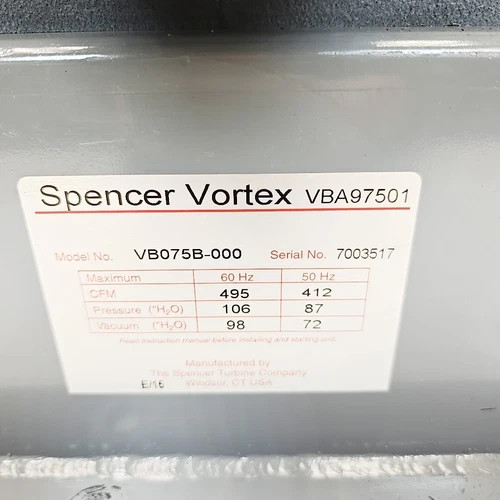 Spencer Vortex VB075B-000 Regenerative Blower 10 HP — product image 5 of 7