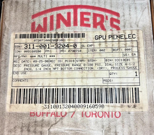 Winters 1953 Pressure Gauge 0-100 PSI 4.5 Inch Dial — product image 7 of 7