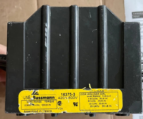 Bussmann 16375-3 Power Distribution Block, 3-Pole, 420A, 600V — primary product image