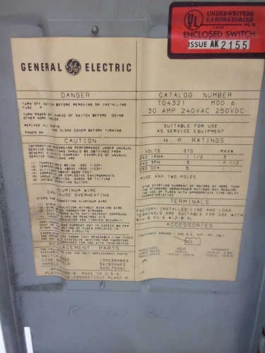 General Electric TG4321 General Duty Fusible Safety Switch — product image 3 of 8