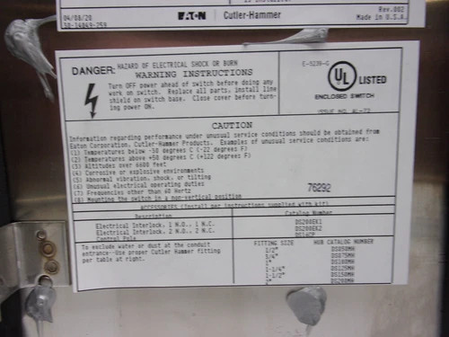 Eaton Cutler-Hammer DH361UWKN Heavy Duty Safety Switch — product image 6 of 7