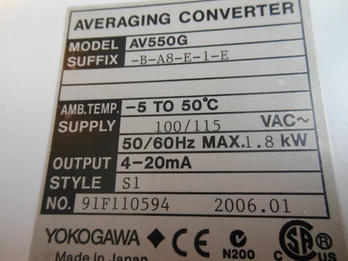 Yokogawa EXAxt AV550G O2mation Averaging Converter — product image 4 of 7