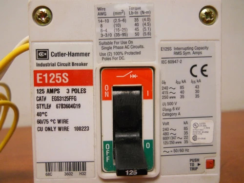 Cutler-Hammer EGS3125FFG 125A 3-Pole 600V Molded Case Circuit Breaker with Shunt Trip SNT120CPK — product image 2 of 6