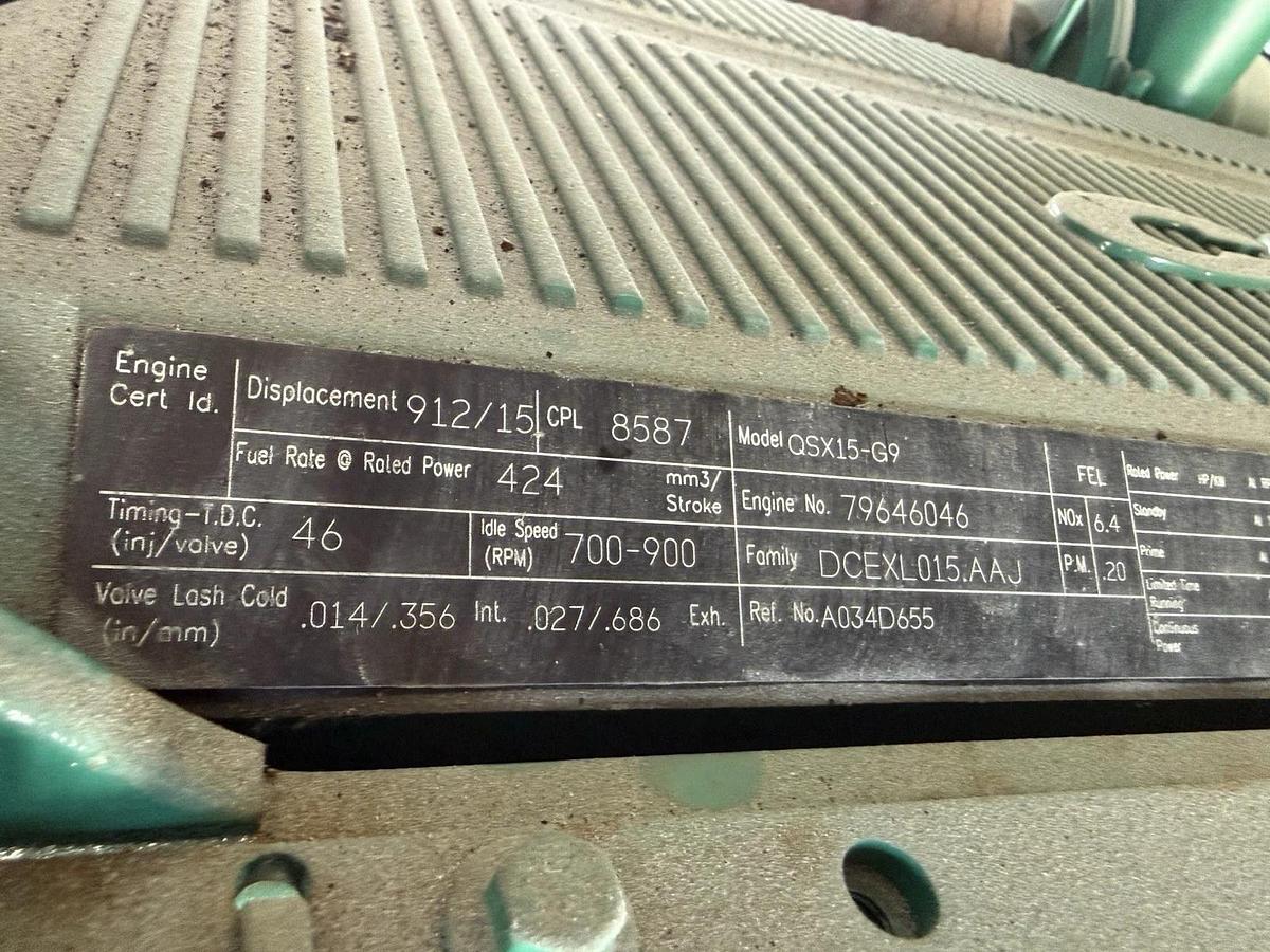 Cummins DFEK 500kW Standby / 455kW Prime Sound Attenuated Diesel Generator Set — product image 9 of 10