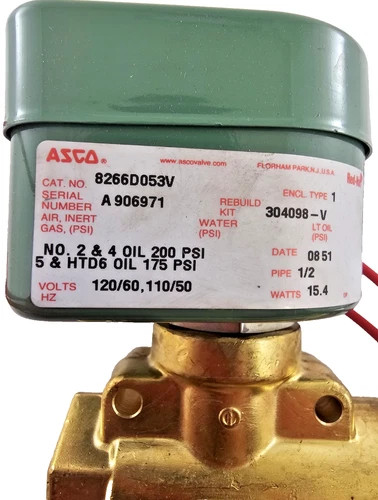 ASCO 8266D053V Solenoid Valve 1/2" NPT 120V AC Oil Shut Off — primary product image