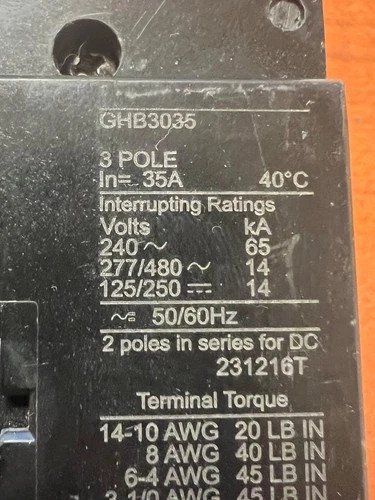 Eaton GHB3035 3-Pole 35A Bolt-On Circuit Breaker — product image 2 of 6
