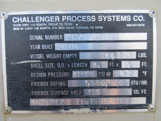 Challenger Process Systems Indirect Line Heater 1.5 MM BTU, 48" x 17.5' — product image 5 of 10