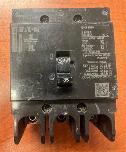 Eaton GHB3035 3-Pole 35A Bolt-On Circuit Breaker — primary product image