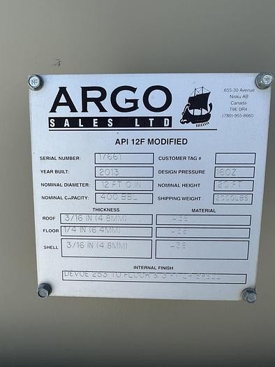 400 BBL Partially Internally Coated Tank — product image 5 of 5