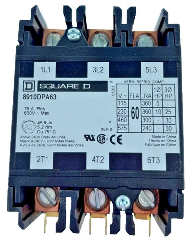 Square D 8910DPA63V02 Definite Purpose Contactor 3 Pole 600V — product image 3 of 7