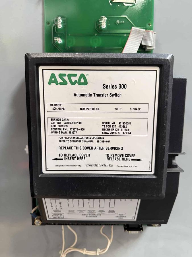 ASCO Series 300 800 Amp Automatic Transfer Switch A300380091XC — product image 6 of 6