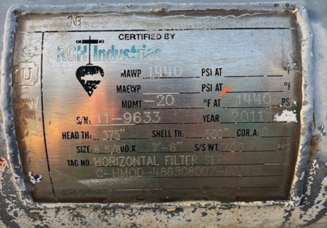 RCH Industries Horizontal Filter Separator 8-5/8" OD x 7'-6" C-HMOD-486508007-0035 — product image 5 of 12
