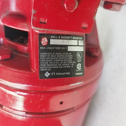 Bell & Gossett 2-1/2 Booster Pump with 1/4 HP Motor M10532-J80 — product image 4 of 6