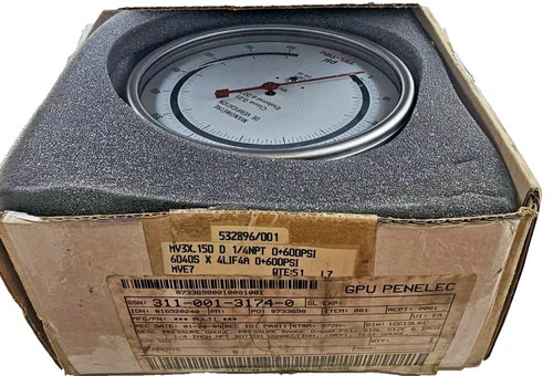 Tel-Tru MV3X Industrial Pressure Gauge 0-600 PSI Stainless Steel — product image 5 of 5